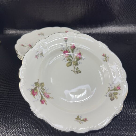 Rosenthal POMPADOUR Moss Rose Ivory Porcelain Deep Dish Bowl Self Germany Set 4 - Picture 3 of 16